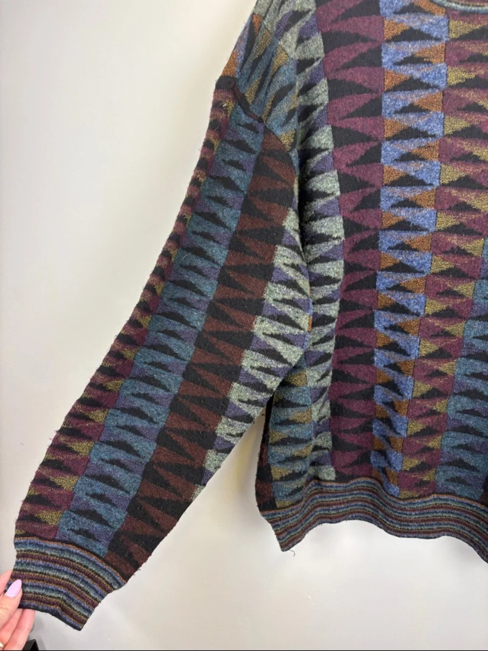 🔥 Vintage 90’s Jhane Barnes Geometric Knit Sweater Men’s Large 🔥